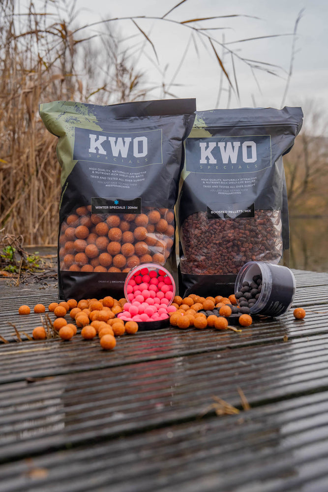 Winter boilies met pellets en accessoires